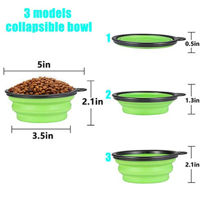Collapsible Dog Bowl,2 Pack Portable and Foldable Pet Travel Bowls Collapsable Dog Water Feeding Bowls Dish for Dogs Cats and Small Animals,with Lids (Small, Blue+Green) - color: Blue+Green