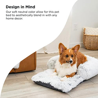 Best Friends by Sheri Nap Mat Dog Bed with Bolster - Washable Crate Pad, Removable Cover, Frost, Medium, 30x17 - size: Medium