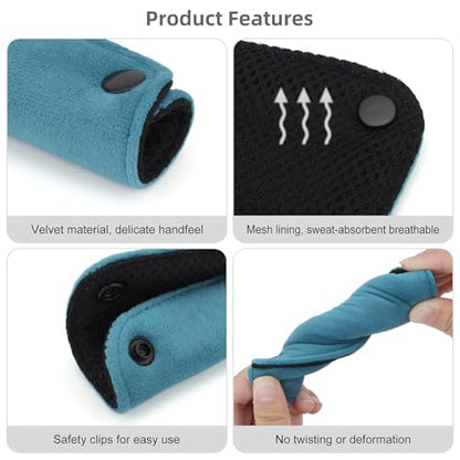 2PCS Dog Leash Grip Handle Sleeve - Leash Wrap - Soft Velvet & Polyester Mesh Ensure Comfortable Grip - Dog Leashes/Box/Bag Handle Cover Protection Pads(Blue) - color: Blue