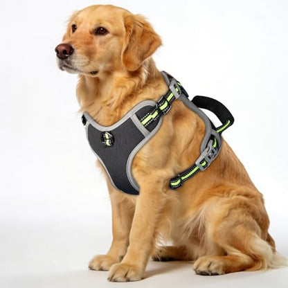 Dog Harness, No Pull Pet Vest Reflective Strip Escape Proof, Easy to Adjust Dog Harness with Escape Proof Function Suitable for Walking, Traveling and Training, Black, XL - size: XL