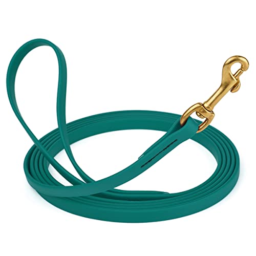 Viper K9 Biothane Working Dog Leash Waterproof Lead for Tracking Training Schutzhund Dog Sport & Search - Odor-Proof Long Line with Solid Brass Snap for Puppy Medium and Large 1/2" x 10ft Blue Aqua - color: Blue Aqua, size: 1/2" x 10ft