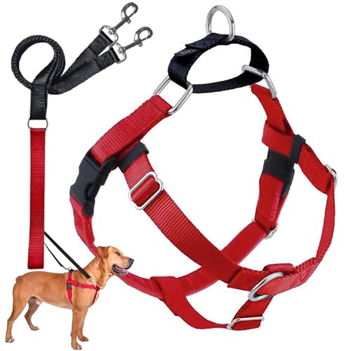 2 Hounds Design Freedom No Pull Dog Harness, Adjustable Harness and Leash Set, Easy Walking & Comfortable Control, Fits Small, Medium & Large Dogs, Solid Colors, Made in USA, 5/8" XS, Red - color: Red, size: XS (Chest 15"- 20")