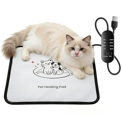 ADD.HERES Heated Cat Bed, Waterproof Adjustable Temperature Dog Cat Heating Pad with Timer, Indoor Pet Heating Pad for Cats Dogs Electric Pads for Dogs Cats, Pet Heated Pad