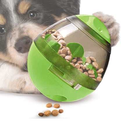 SunGrow Puppy, Small Dog Breeds, and Cat Treat Ball, Slow Pet Feeder, Boredom Buster, Adjustable Food Dispenser, Ends Naughty Chewing and Bloat, Encourages Exercise, Interactive Puzzle Feeder, 4.6” - color: Green