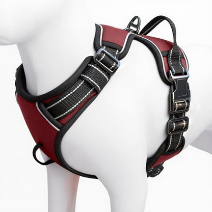 No Pull Dog Harness, No Chock Reflective Adjustable Soft Padded Pet Vest with Easy Control Handle, Easy Wearing with Stylish, Reinforced Knot, 2 Buckles - color: Neon Fuchsia, size: X-Small