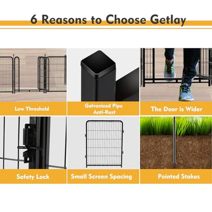 Getlay Tall Garden Fence, 32 in(H) Dog Fence Outdoor for Yard. 12 Panels Total 26.6 Ft(L) Puppy Playpen, Suitable for Indoor or Outdoor Use Play Pens for Puppys, Large Dog Pen, Fences for Garden