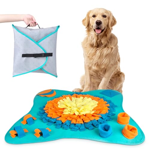 30" Dog Snuffle Mat - Interactive Dog Puzzle Toys for Enrichment - Large Slow Feeder Foraging Mat for Brain Games & Nosework Training - Washable Pet Sniff Mat with Easy to Carry Handle - color: New Large Snuffle Mat