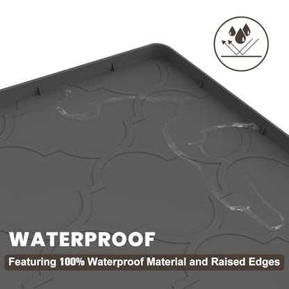 Cat Mat for Litter Box, 38" X 26" Large Silicone Cat Litter Trapping Mat, Easy Clean for Scatter Control, Soft on Kitty Paws, Waterproof, Urine-Proof, Non-Slip Kitty Litter Mat for Floor, Black