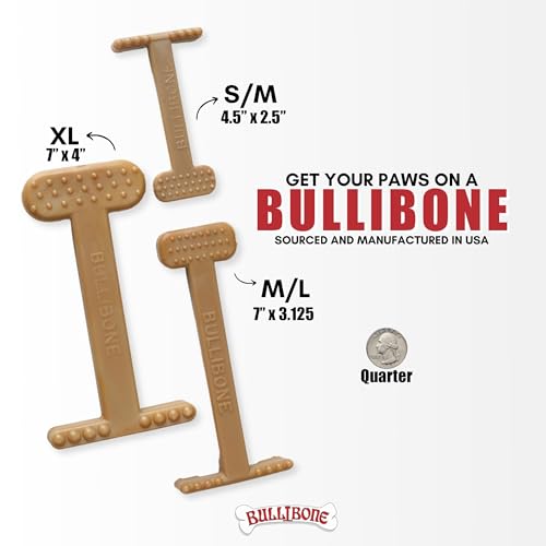 Bullibone Nylon Dog Chew Toy for Aggressive Chewers - Dental Hygiene Bone with Peanut Butter Flavor, Durable Tough Chew Toys for Extra Large Dogs, Indestructible Dog Bone - 2 Pack - size: XL