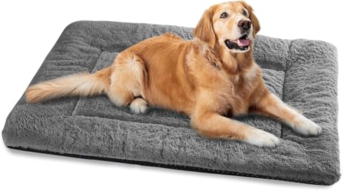 Dog Crate Pad 48 Inch, Washable Plush Kennel Mat for XXL Dogs, Anti-Slip Cushioned Pad for Wire and Metal Crates, Indoor, Travel and Training Use, Dark Grey - color: Dark Grey, size: 48.0"L x 30.0"W x 1.5"Th