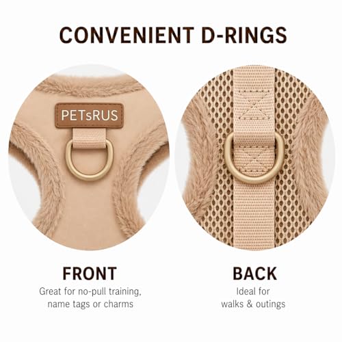 Premium No-Pull Dog Harness Soft Neoprene & Breathable Mesh Vest with Front & Back Clip D-Rings Adjustable Lightweight Walking Harness for Puppies, Small & Medium Dogs (Beige Fur Trim, XS) - color: Beige Fur Trim, size: XS: Neck 10.6-14.2'', Chest 14.2-18