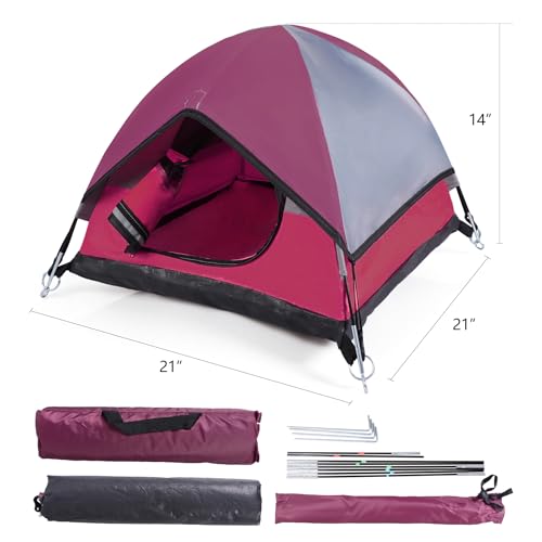 Cat Camping Tent, Cat Tent Bed, Pet Tent for Indoor Cat and Small Dog, Mini Tent (Red, 21 x 21 x 14 Inches) - color: Red
