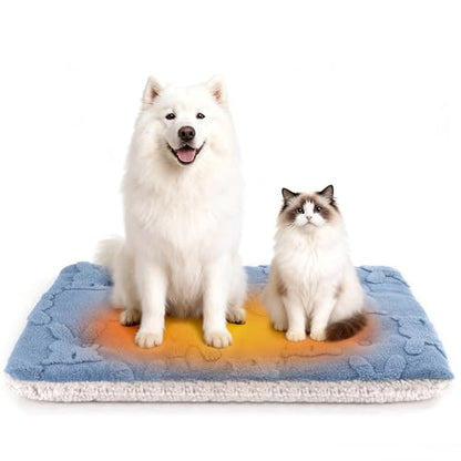 Self Warming Cat Bed, 36 X 23 Inch Reversible Two-Sided Use Self Heating Mat for Cats and Dogs, Washable Cat Warming Pad for Indoor Use, Cozy Flannel Base. (L - 36 X 23 Inch) - size: L - 36 X 23 Inch