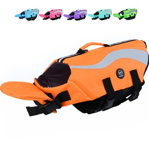 EMUST Dog Life Vests, Adjustable Life Jackets for Small Dogs with Enhanced Buoyancy, Small Dog Swim Vest with Durable Rescue Handle, Orange,XS - color: Orange, size: XS
