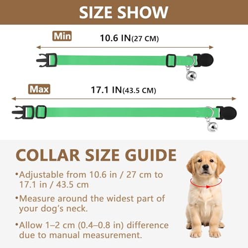 Cats Collar 2 Pack Collar for Cats Adjustable 10.6 to 17.1 Inches - color: Turquoise Green
