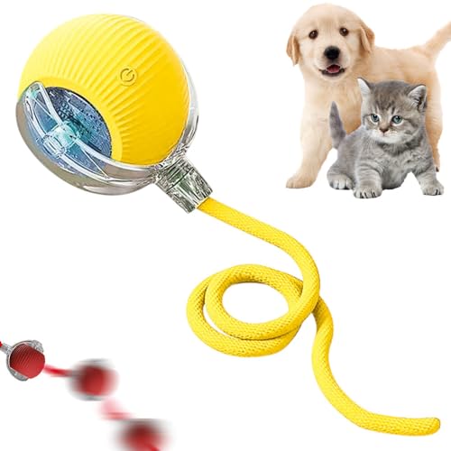 Interactive Cat Toy, 2025 New Cat Toy for Indoor Cats, Intelligent Rolling Ball Toys, Kitten Toys for Bored Indoor Cats/Dogs (Yellow) - color: Yellow