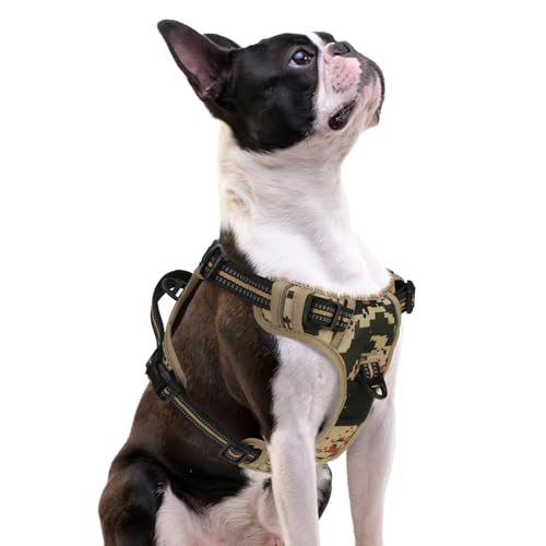 PUPTECK No Pull Tactical Dog Harness Small Sized, Adjustable Reflective Dog Harness with Handle Easy Control, Comfortable Soft Padded Pet Vest Harness for Small Dogs, Camouflage S - color: Camouflage, size: Small