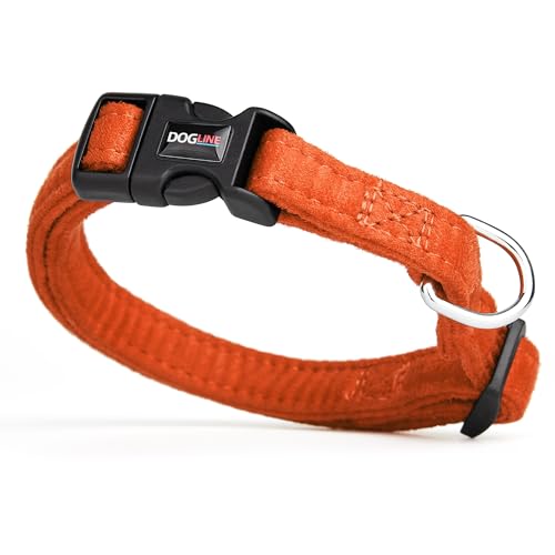 Dogline 5/8 x 11 to 17" Comfort Microfiber Soft Padded Pet Puppy Dog Collar, Small/Medium, Orange - color: Orange, size: Small/Medium