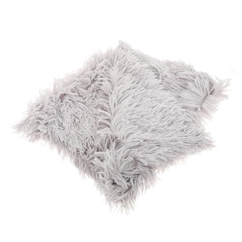 BESTYASH Plush Double-Layer Autumn Winter Pet Mat with Anti-Slip Bottom, Soft Warm Dog and Cat Cushion, Medium Size Light Gray for Indoor Use