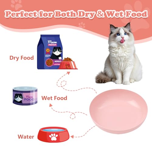 [8 Pack] Cat Dishes Whisker Friendly, Shallow Wide Pet Food and Water Bowl, 5.5 Inch Cat Food Dish, Friendly Wet Feeding Bowl, Durable Wheat Straw Pet Bowls, Pet Plate for Kittens (Indoor/Outdoor) - size: 8 Pack