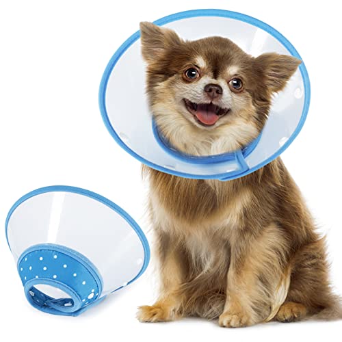 Vivifying Dog Cones for Small Dogs, Adjustable 5.7-8in Pet Cone, Lightweight Recovery Elizabethan Collar for Cats, Puppies and Mini Dogs (Blue) - color: Blue, size: M(Neck: 5.7-8.0 in)