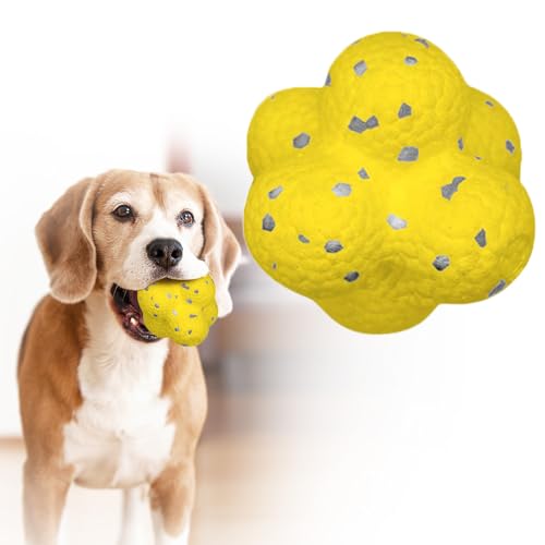Mellow Dog Calming Balls, Indestructible Tennis Balls for Aggressive Chewers, Interactive Dog Toys (Yellow)