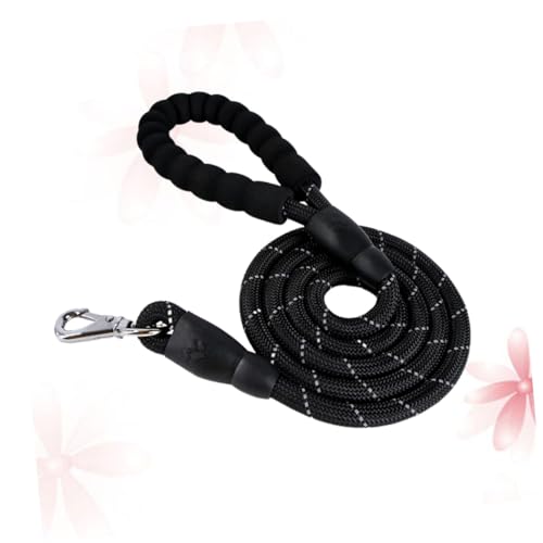 TOYANDONA Reflective Dog Leash 1.5m Black Pet Lead Haulage Cable Sturdy Rope for Walking and Training in Low Light Conditions