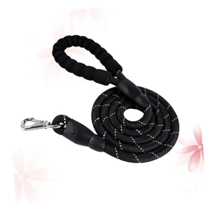 TOYANDONA Reflective Dog Leash 1.5m Black Pet Lead Haulage Cable Sturdy Rope for Walking and Training in Low Light Conditions