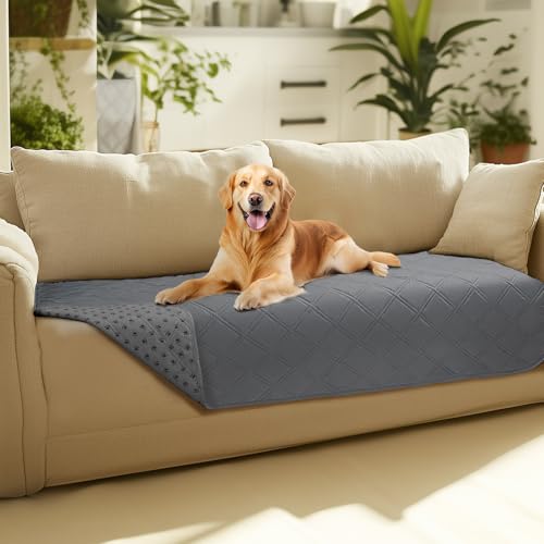 Luciphia 100% Waterproof Couch Cover Blanket for Dogs Anti-Slip Pet Couch Protector Sofa Mat Puppy Cat with Non-Slip Bottom, Light Grey, 30x70 Inch - color: Light Grey, size: 30" x70"