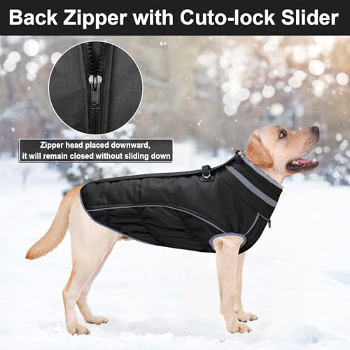 Dog Coat, Reflective Dog Jacket Waterproof Windproof Puppy Cold Weather Coats with Harness Built in, Winter Extra Warm Pet Coat Fleece Vest for Small Large Pets and Puppy (Black, X-Small) - color: Black, size: X-Small