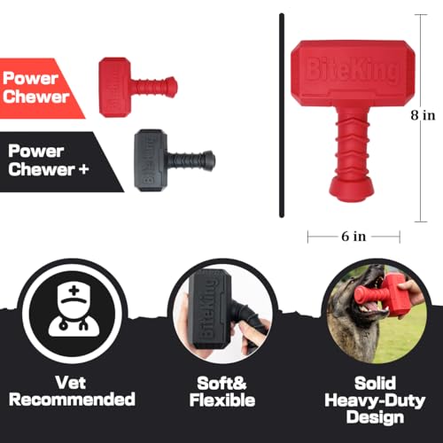Natural Rubber Dog Toys for Large Aggressive Chewers - Lifetime Replacement - Indestructible Fetch Treat Toy for Large Dogs - Durable Hammer Dog Chew Toy for Super Chewer, Red - color: Hammer Toy - Red