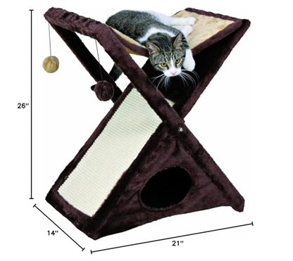 Trixie Miguel Fold and Store 25.5" Indoor Furniture for Cats - Sisal Scratcher - Cave - Interactive Hanging Toy - Hammock/Bed - Brown - color: Brown