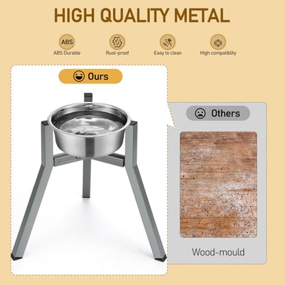 Blulu 2 Pack Adjustable Raised Dog Bowl Stand for Water and Food, Large Anti-Slip Metal Dog Food Holder Wide 7-10.6" Heights 13", Bowl Not Included(Gray) - color: Gray