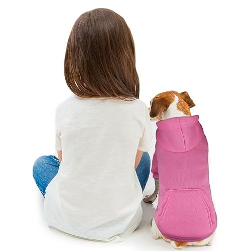 Dog Sweaters for Small Dogs Dog Hoodie Pet Sweater Solid Soft Brushed Fleece Pet Clothes Hoodie Sweatshirt with Pocket(Pink-S) - color: Pink, size: Small