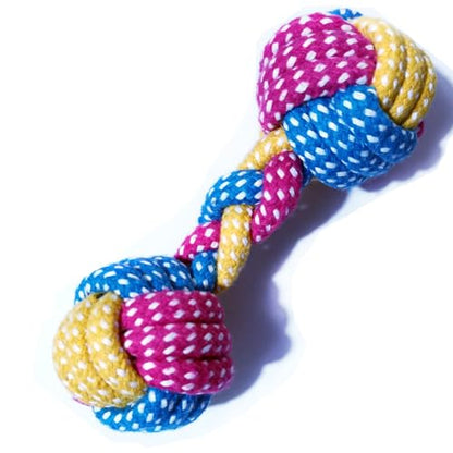Dog Cat Puppy Teething Chew Toys,Dog Chew Rope Toy,Safe Braided Rabbit Toys Healthy Gift (Dumbbell) - color: Colorful dumbbells