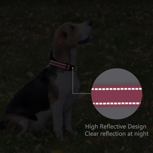 Reflective Dog Collar Padded with Soft Neoprene Breathable Quick Release Basic Dog Collars for Puppy Small Dogs Hot Pink - color: Hop Pink, size: S:width 5/8"neck 10.5-16"