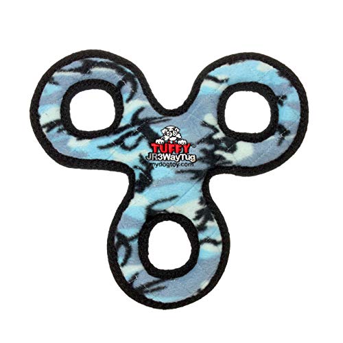 TUFFY- World's Tuffest Soft Dog Toy- Jr 3Way Tug Camo Blue -Squeakers - Multiple Layers. Made Durable, Strong & Tough.(Tug,Toss & Fetch).Machine Washable & Floats - color: 3Way Tug Camo Blue, size: Jr