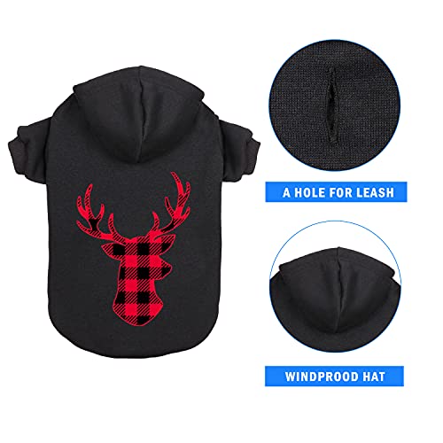 Dog Hoodie Sweater for Dogs Buffalo Plaid Pet Clothes Dog Hooded Sweatshirt Warm and Soft Cozy(Reindeer&XXL) - color: Reindeer, size: XX-Large