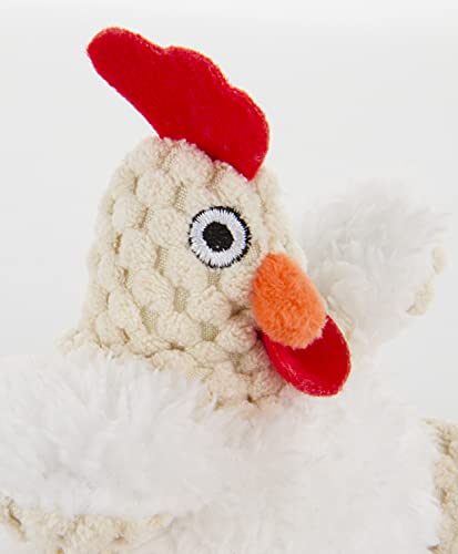 goDog Checkers Just For Me Fat Rooster Squeaky Plush Dog Toy, Chew Guard Technology - White, Mini - color: Checkers - Fat Rooster (White), size: Mini