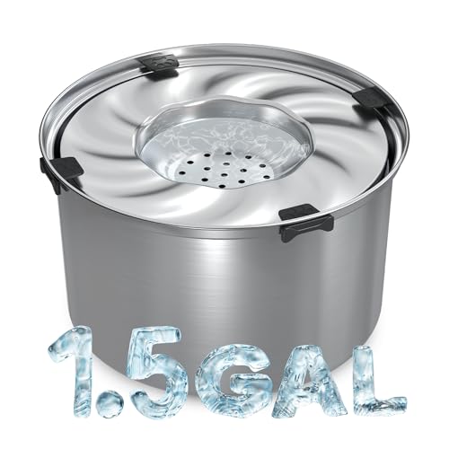 5.6L/1.5 Gallon Dog Water Bowl No Spill Stainless Steel No Spill Water Bowl for Dogs Large Capacity, Slow Water Feeder, No Splash Dog Water Bowls
