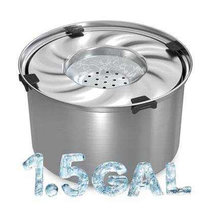 5.6L/1.5 Gallon Dog Water Bowl No Spill Stainless Steel No Spill Water Bowl for Dogs Large Capacity, Slow Water Feeder, No Splash Dog Water Bowls