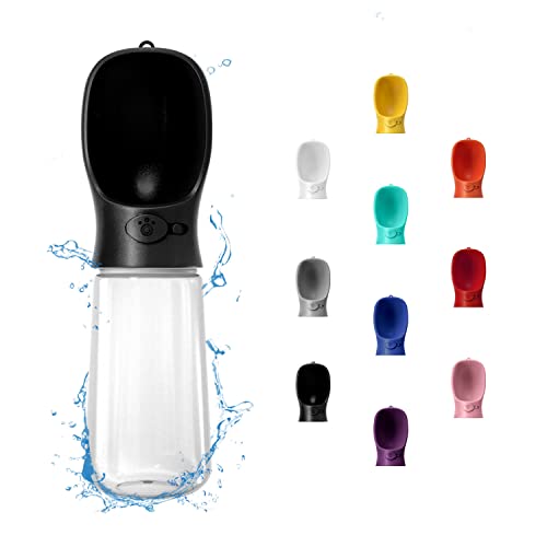 WePet Portable Dog Water Bottle, 19 OZ, Leak Proof Puppy Water Dispenser with Drinking Feeder for Pets Outdoor Walking, Hiking, Travel, Food Grade Plastic - color: #08 Black, size: 19 oz
