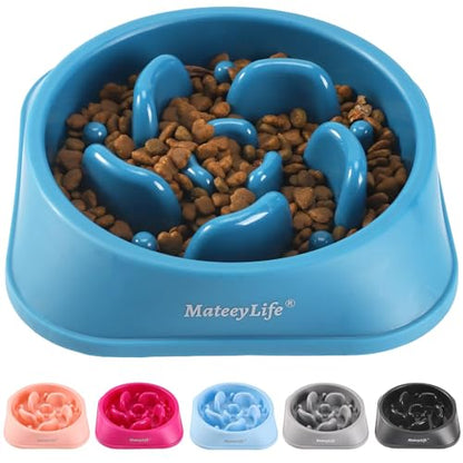 MateeyLife Slow Feeder Dog Bowls, Anti-Choking Puzzle Dog Food Bowls, Anti-Slip Interactive Feeding Slow Down Eating, Bloat Stop Maze Dishes for Medium Large Breeds DarkBlue - color: G-DarkBlue, size: Medium