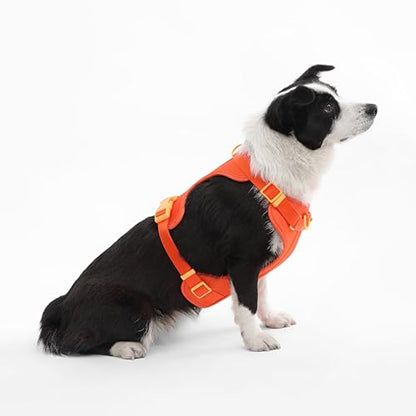 HNS1003A Arlo Large Adjustable Soft Padded No Pull Pet Harness with 3 Buckles and 3 Leash Clips, Aperol - color: Dark Orange, size: Large (Chest: 24 - 37")