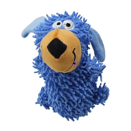 Interaction Squeaky Dog Chew Toy Soft Velveted Mop Cloth Texture for Gentle Teeth Protections and Indoor Entertainment - Blue - color: Blue