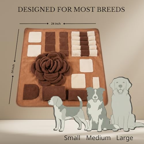 Snuffle Mat for Dogs – Interactive Feeding Mat for Slow Eating, 23.6 in x 23.6 in, Mental Stimulation & Boredom Relief (Beige Brown) - color: Beige Brown