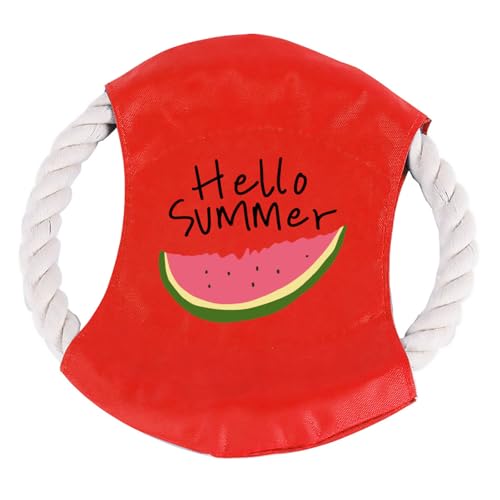 Cotton Rope Flying Disc - Durable & Safe Dog Chew Toy, Non-Toxic Interactive Frisbee for Beach, Park, Backyard Play, Ideal for Medium/Large Dogs - color: Red, size: Watermelon