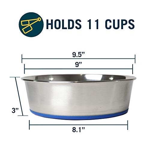 OurPet's DuraPet Premium Dishwasher Safe Stainless Steel Dog Bowl for Food or Water [Multiple Sizes for Small to Large Dogs] Extra Large (11 Cups) - size: 11 Cups