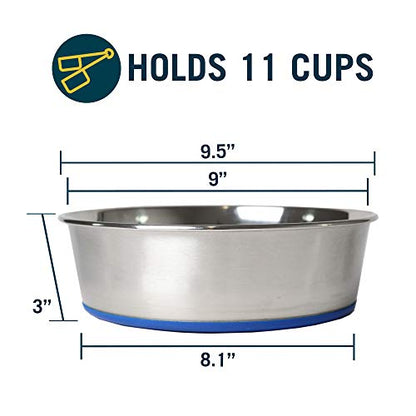 OurPet's DuraPet Premium Dishwasher Safe Stainless Steel Dog Bowl for Food or Water [Multiple Sizes for Small to Large Dogs] Extra Large (11 Cups) - size: 11 Cups