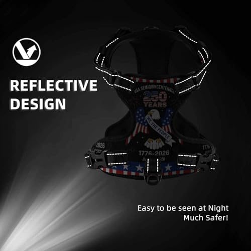 250 Years We the People Reflective Dog Harness No Pull Soft Vest Harness for Small Medium Large Dog Puppy Pets (Small Size) - color: 250 Years We the People, size: Small